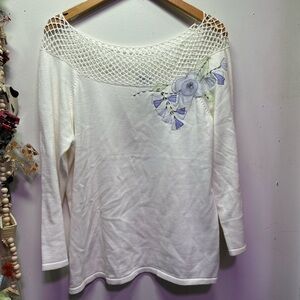 Together White and Purple Floral Blouse